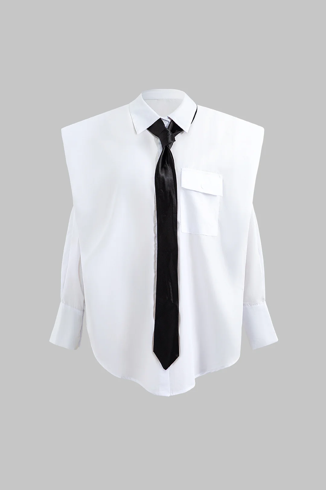Solid Long Sleeve Shirt With Tie - Flockneti