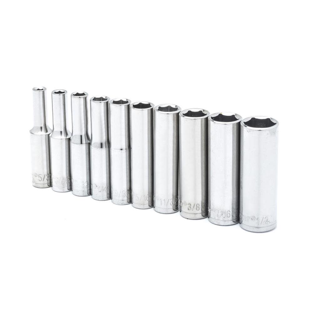 Crescent 10 pc 1/4 Drive 6 Point Deep SAE Socket Set - Flockneti