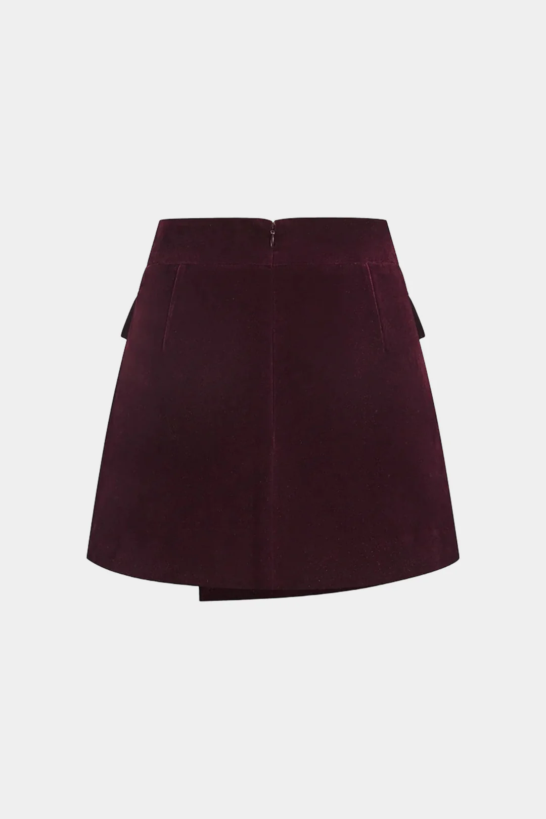 Velvet Fake Pockets Asymmetrical Skirt - Flockneti