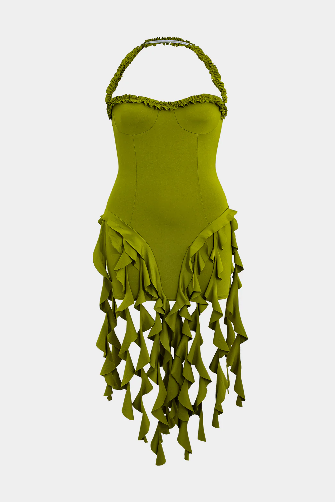 Plus Size Halter Neck Backless Mini Dress - Flockneti
