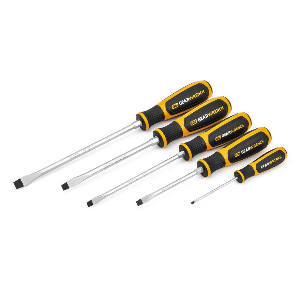 GEARWRENCH 5 Pc Slotted Dual Material Screwdriver Set - Flockneti