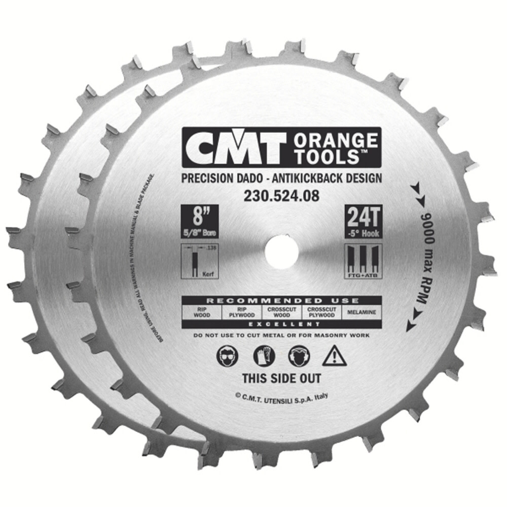 CMT 8 In x 24 x 5/8 In Precision Dado Sets - Flockneti