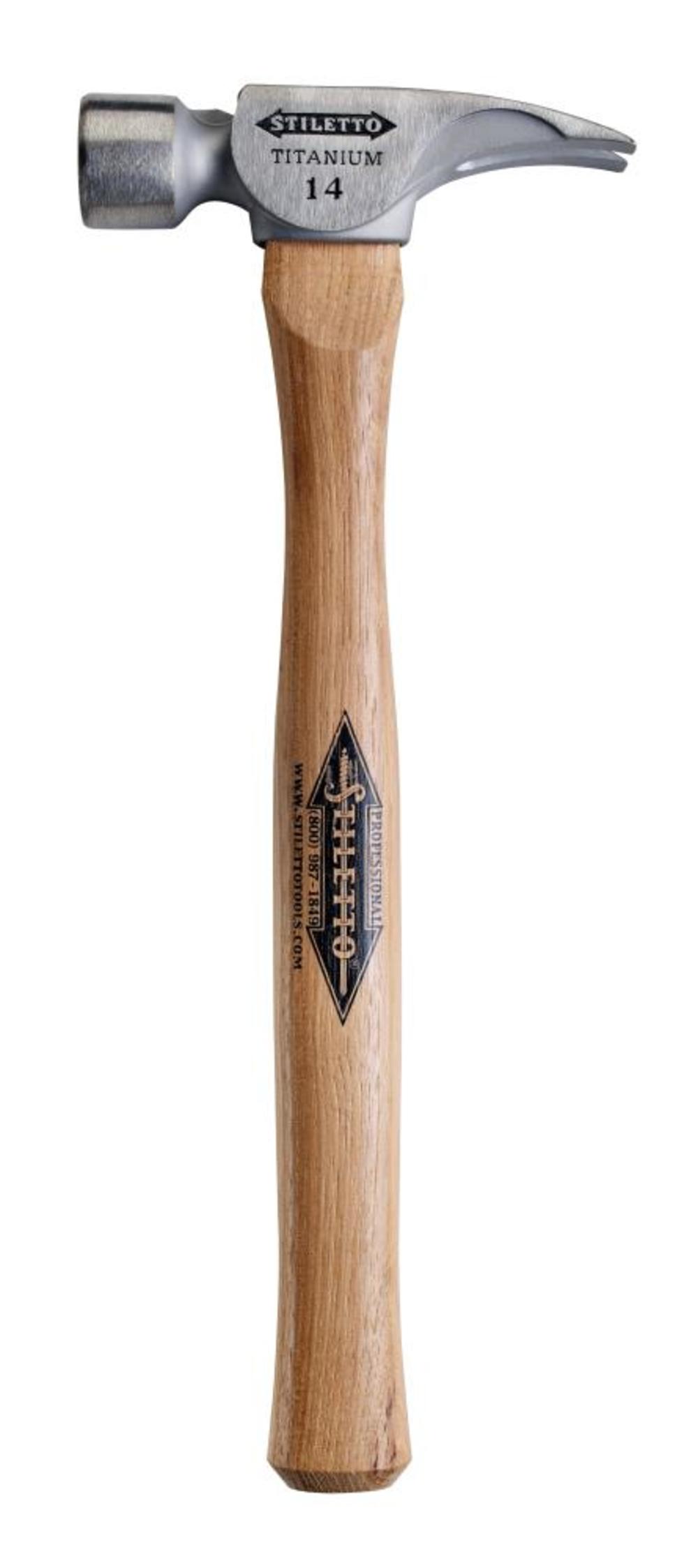 Stiletto 14 oz Titanium Smooth Face Hammer with 18 in. Straight Hickory Handle - Flockneti
