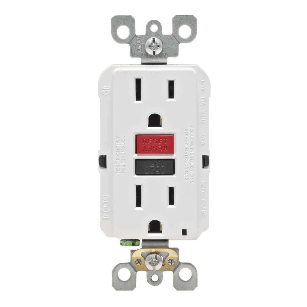 Leviton SmartlockPro GFCI Outlet 15A 125V Duplex White NEMA 5-15R - Flockneti