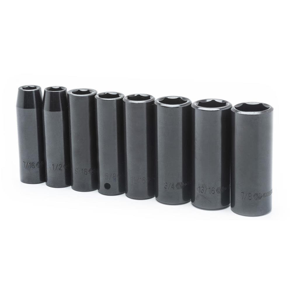 Crescent Socket Set 8 Pc. 1/2 In. Drive 6 Point Deep SAE - Flockneti