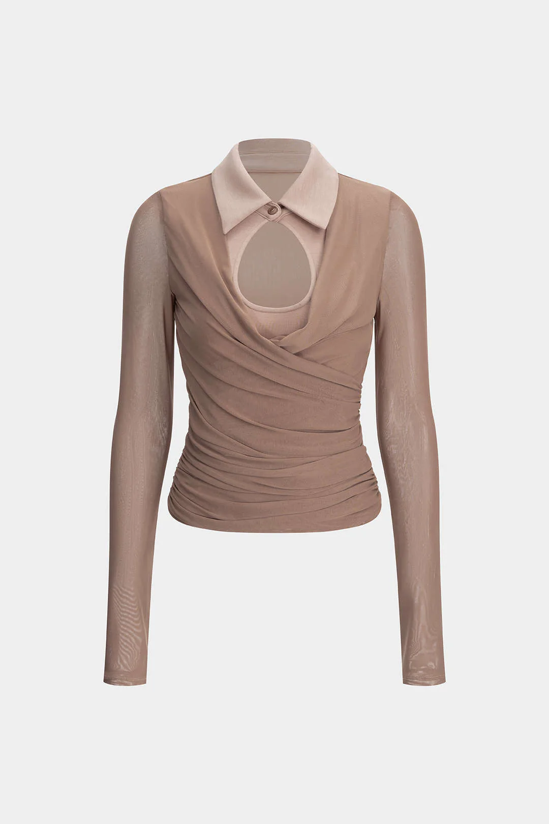 Lace Patchwork Cut Out Long-Sleeve Shirt - Flockneti