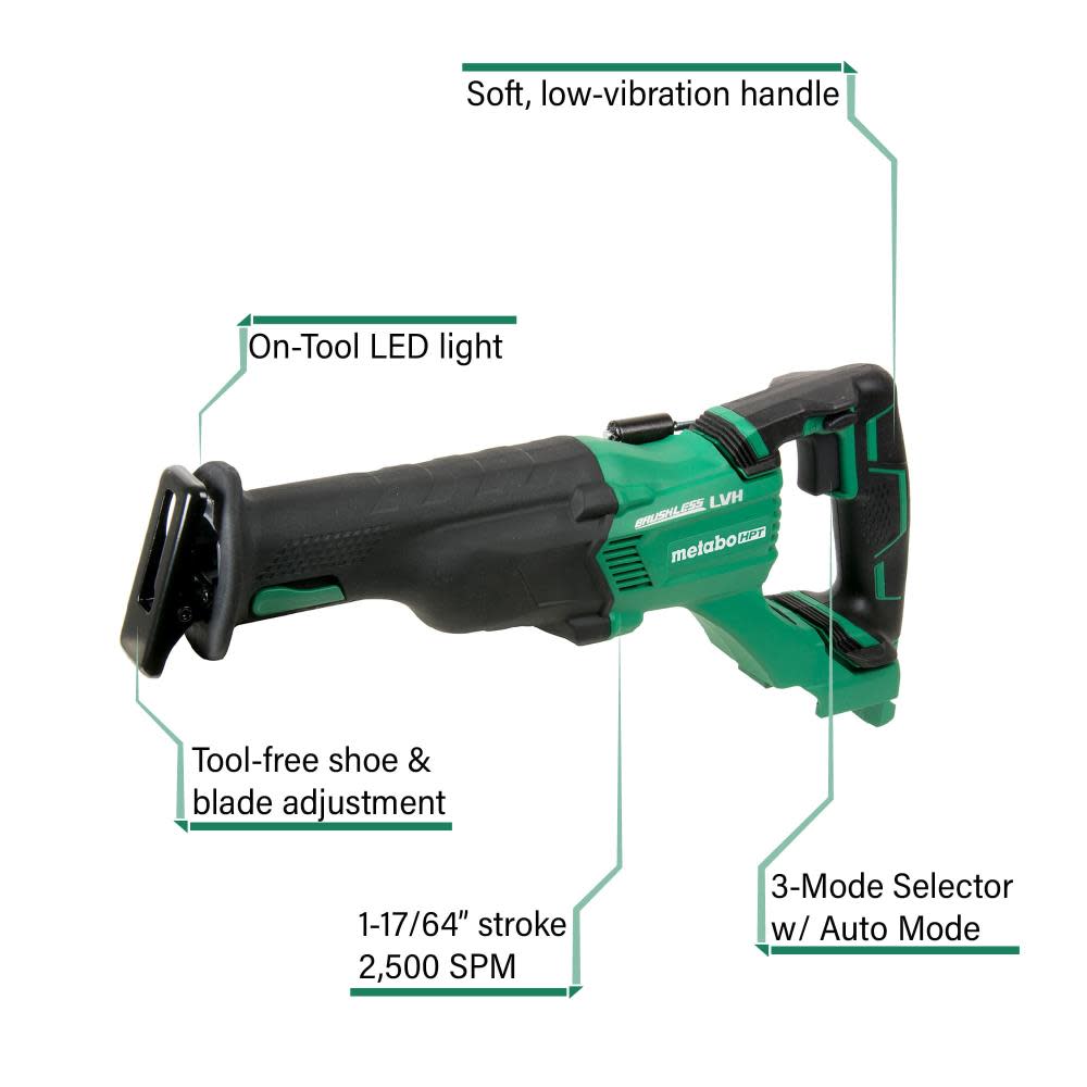 Metabo HPT 18V Brushless Li-Ion Reciprocating Saw (Bare Tool) - Flockneti