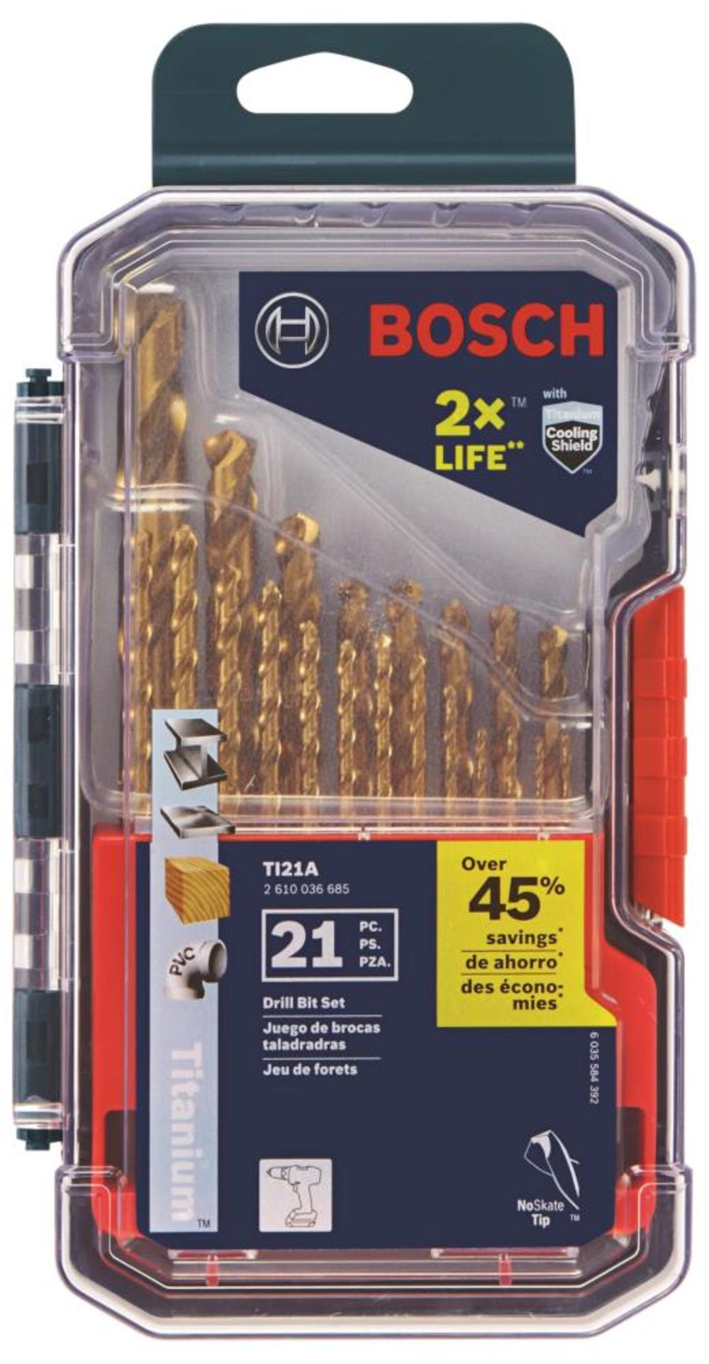 Bosch 21 pc. Titanium-Coated Metal Drill Bit Set - Flockneti