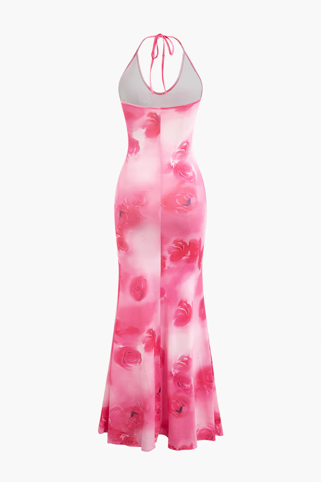 Floral Print Halter Neck Tie Up Backless Maxi Dress - Flockneti