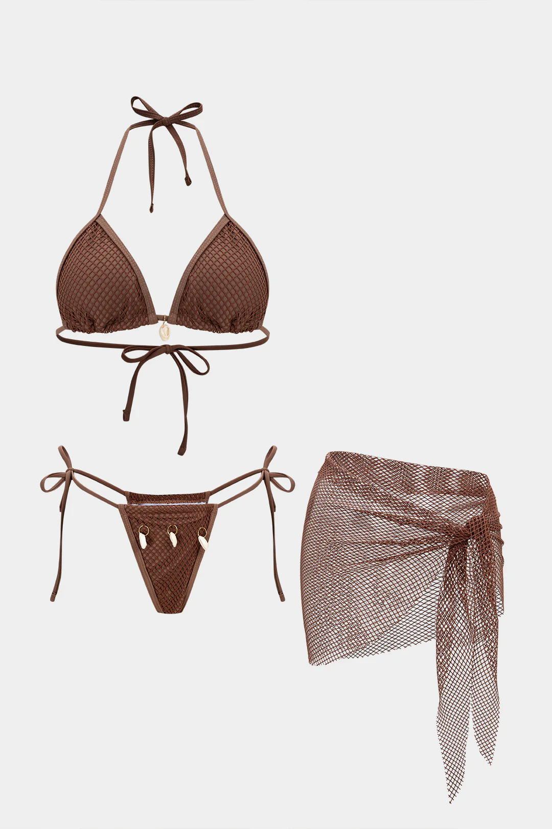 Halter Neck Tie-Up Cut Out Skirt Bikini Set - Flockneti