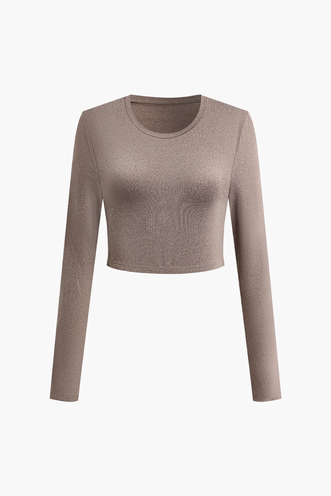 Round Neck Long Sleeve Top And High Waist Pants Set - Flockneti