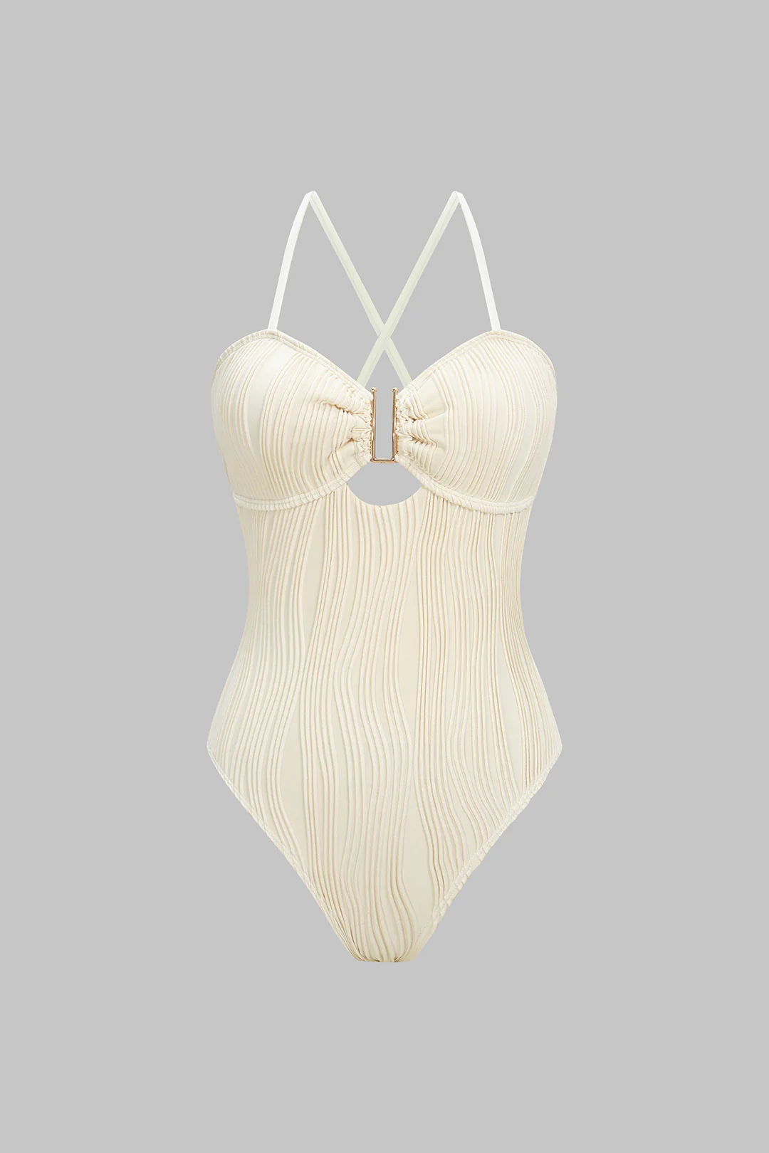 Metallic Decor Crossed Swimsuit - Flockneti