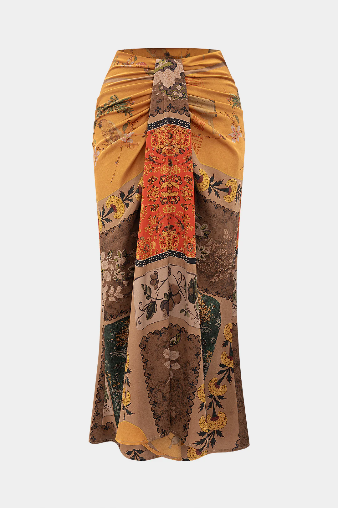 Floral Print Ruched Skirt - Flockneti