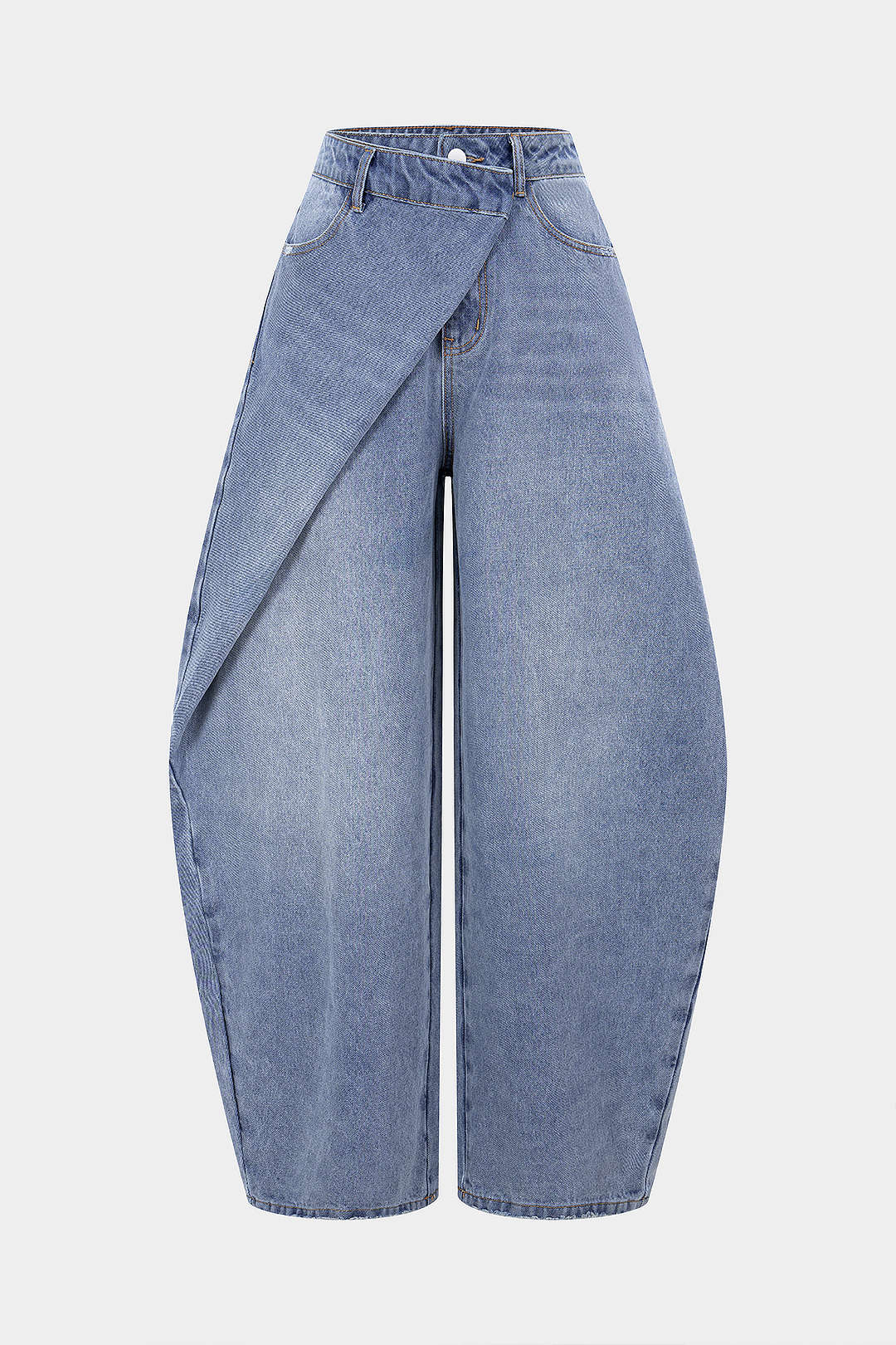 Denim Asymmetrical Barrel Jeans - Flockneti