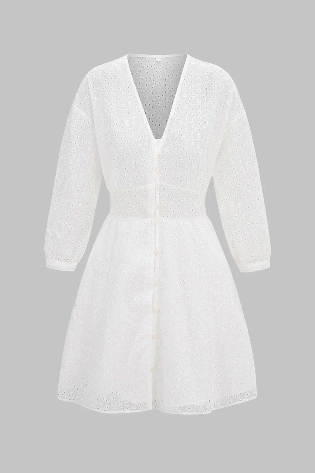 V-Neck Ruched Long Sleeve Mini Dress - Flockneti