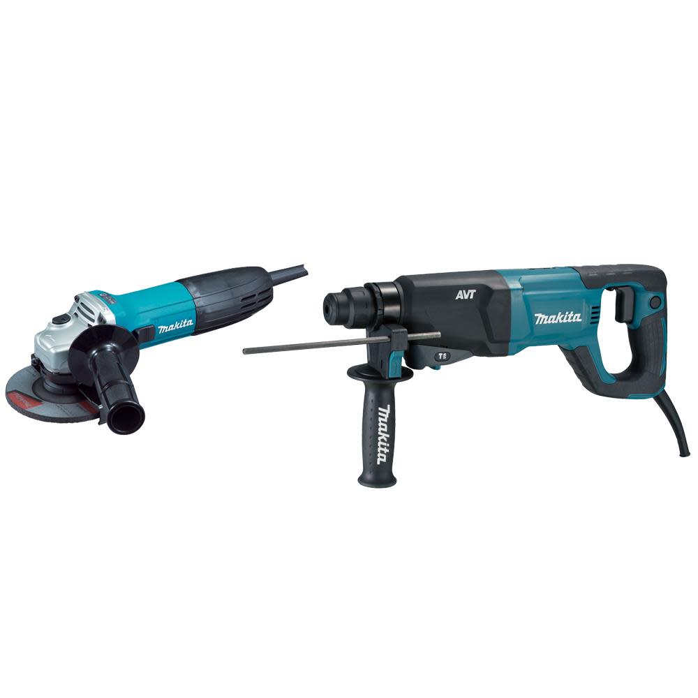 Makita 1In SDS+ AVT Rotary Hammer and GA4530 4-1/2In Grinder - Flockneti