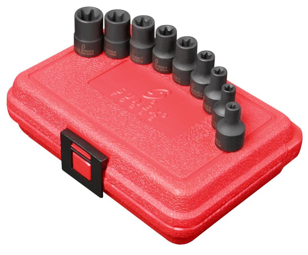 Sunex 3/8 In. Dr. External Star Impact Socket Set - Flockneti