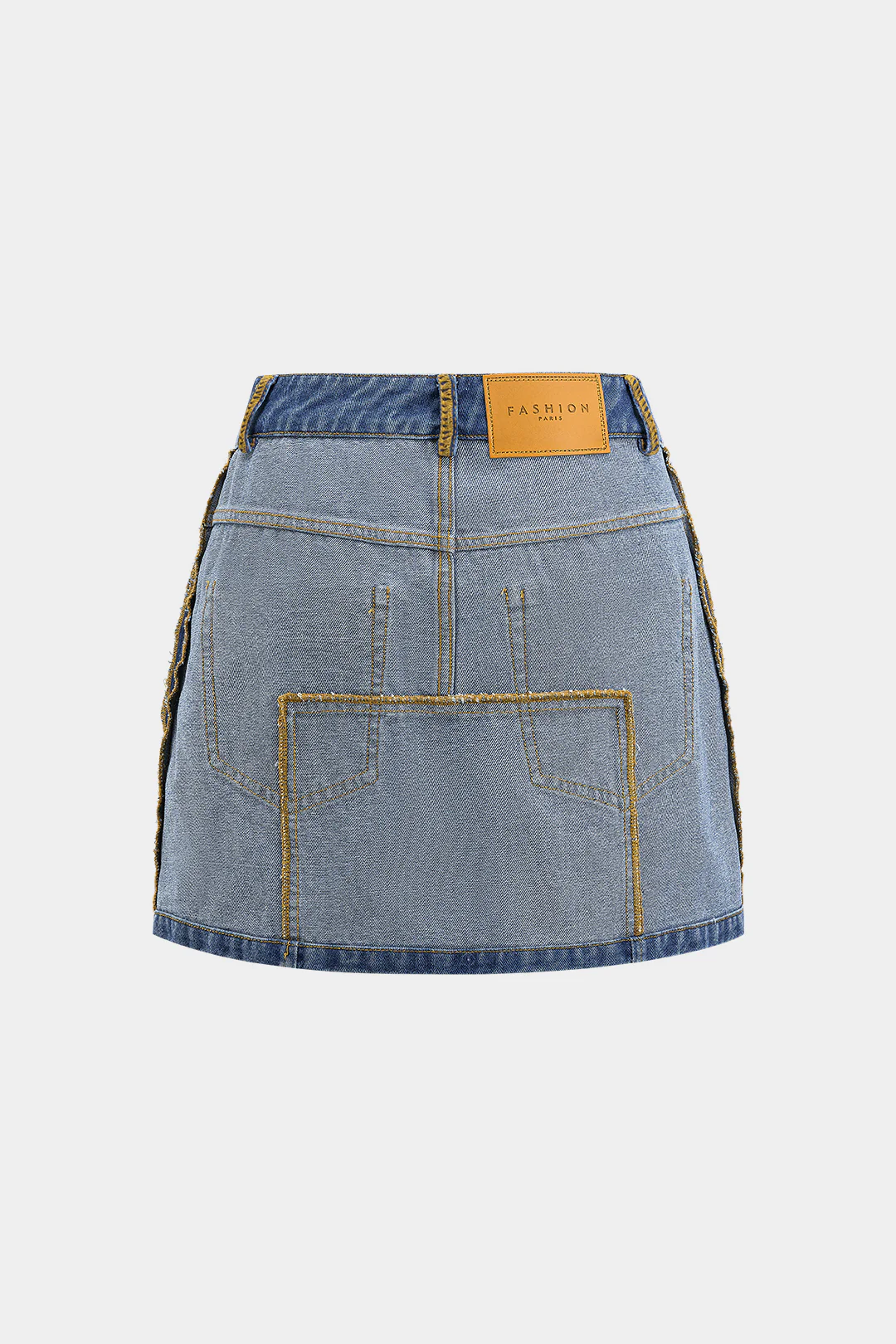 Reversible Letter Print Pocket Denim Mini Skirt - Flockneti