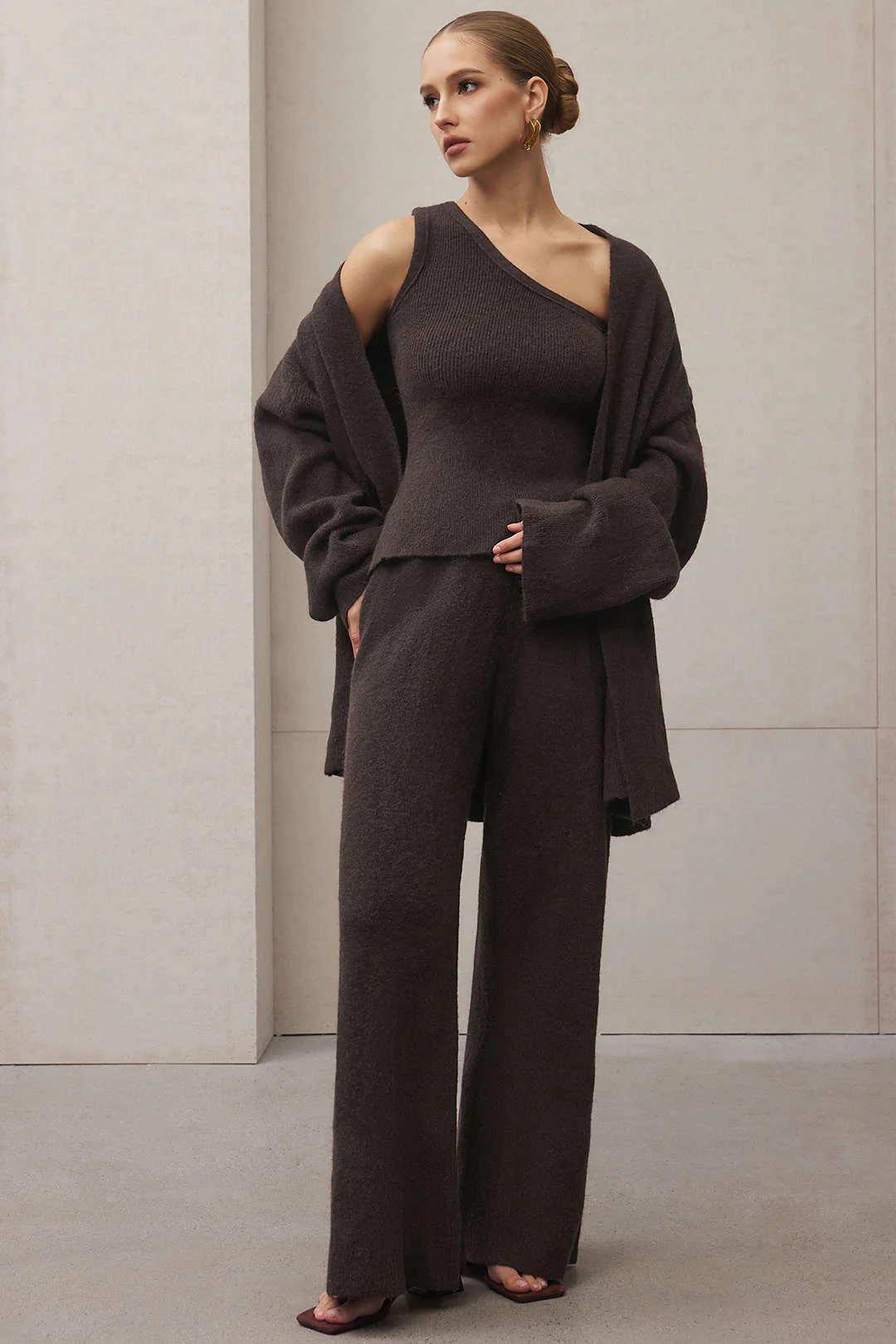 3PC Asymmetrical Tank Top And Wide Leg Pants Set - Flockneti