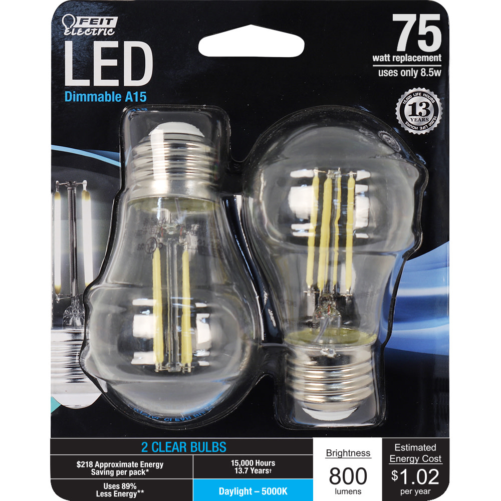 Feit Electric 75W A15 5000K Dimmable LED Bulb 2pk - Flockneti