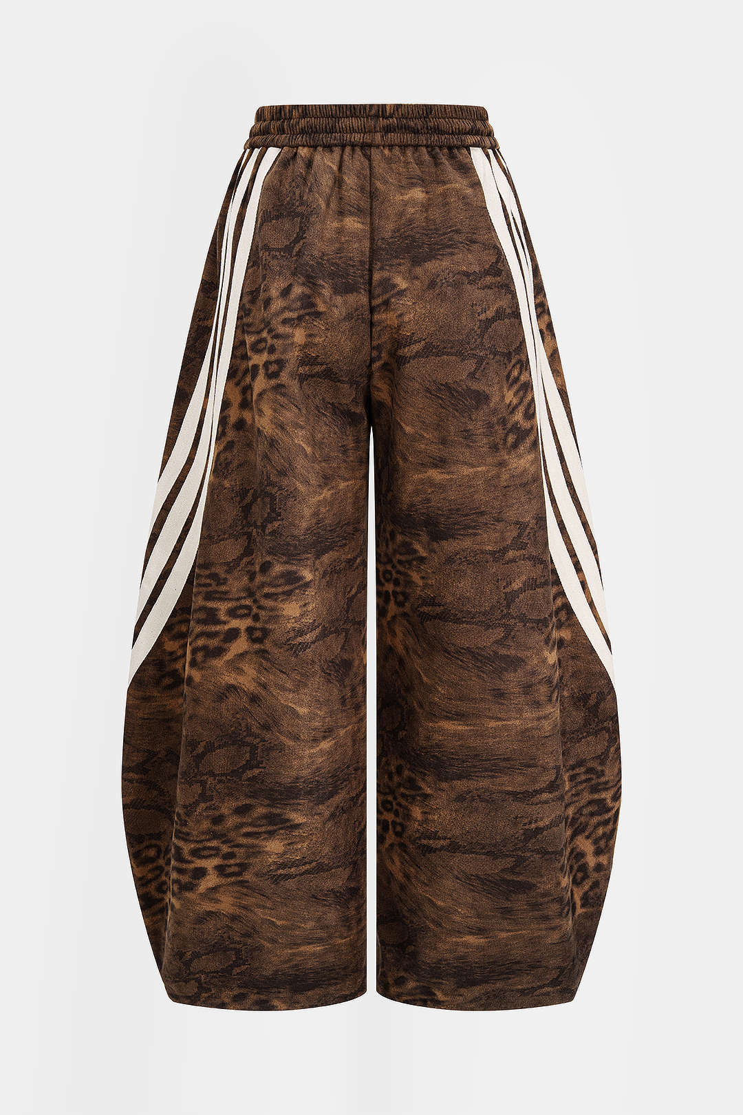 Suede Leopard Print Wide Leg Trousers - Flockneti