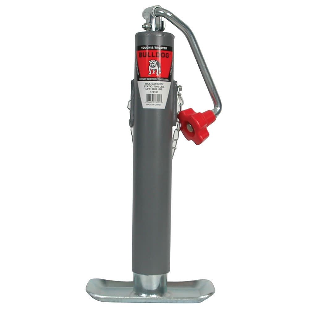 Reese Bulldog 10″ 5000 lbs Gray Steel Top Wind Round Jack Trailer - Flockneti