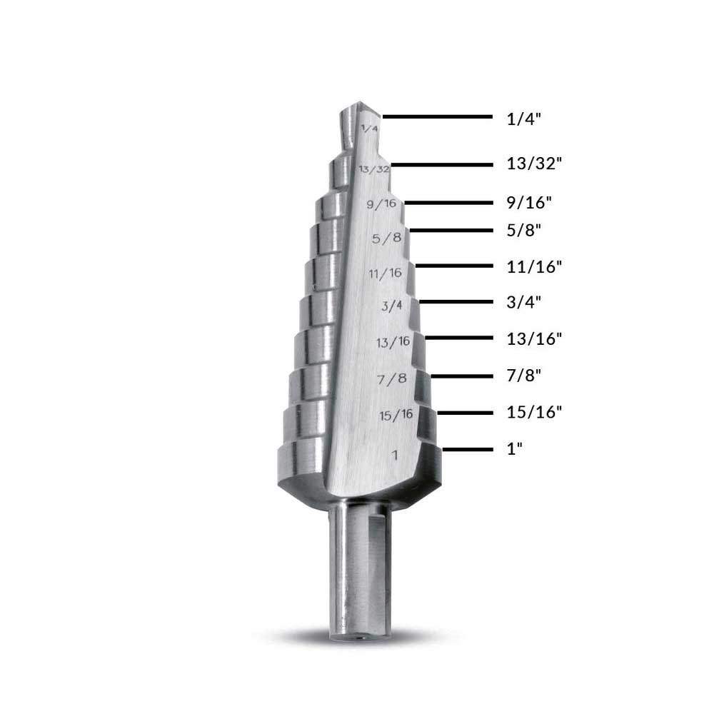 Evolution Power Tools 1/4″- 1″ Straight Flute Premium Step Drill Bit - Flockneti