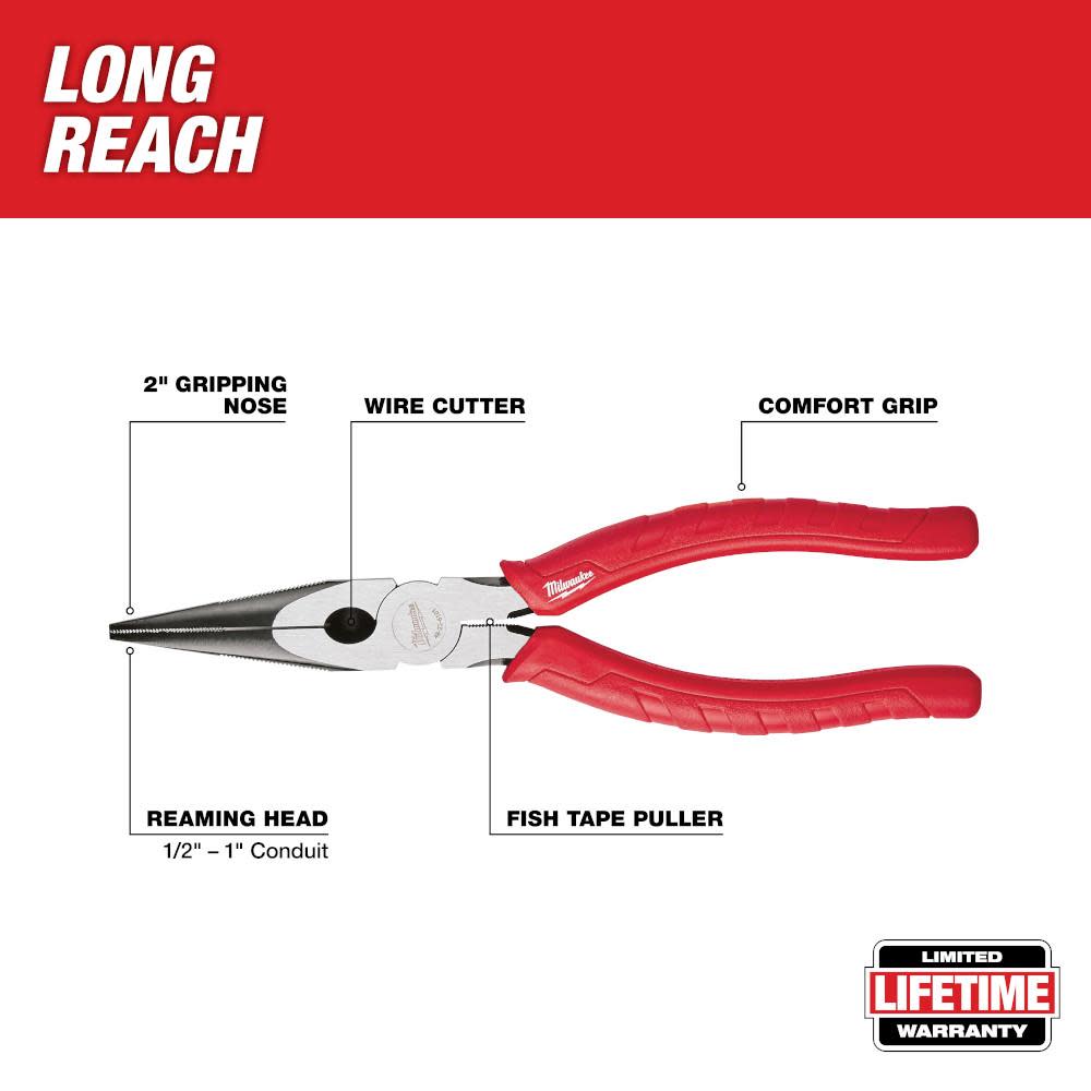 Milwaukee 8 In. Long Nose Pliers - Flockneti