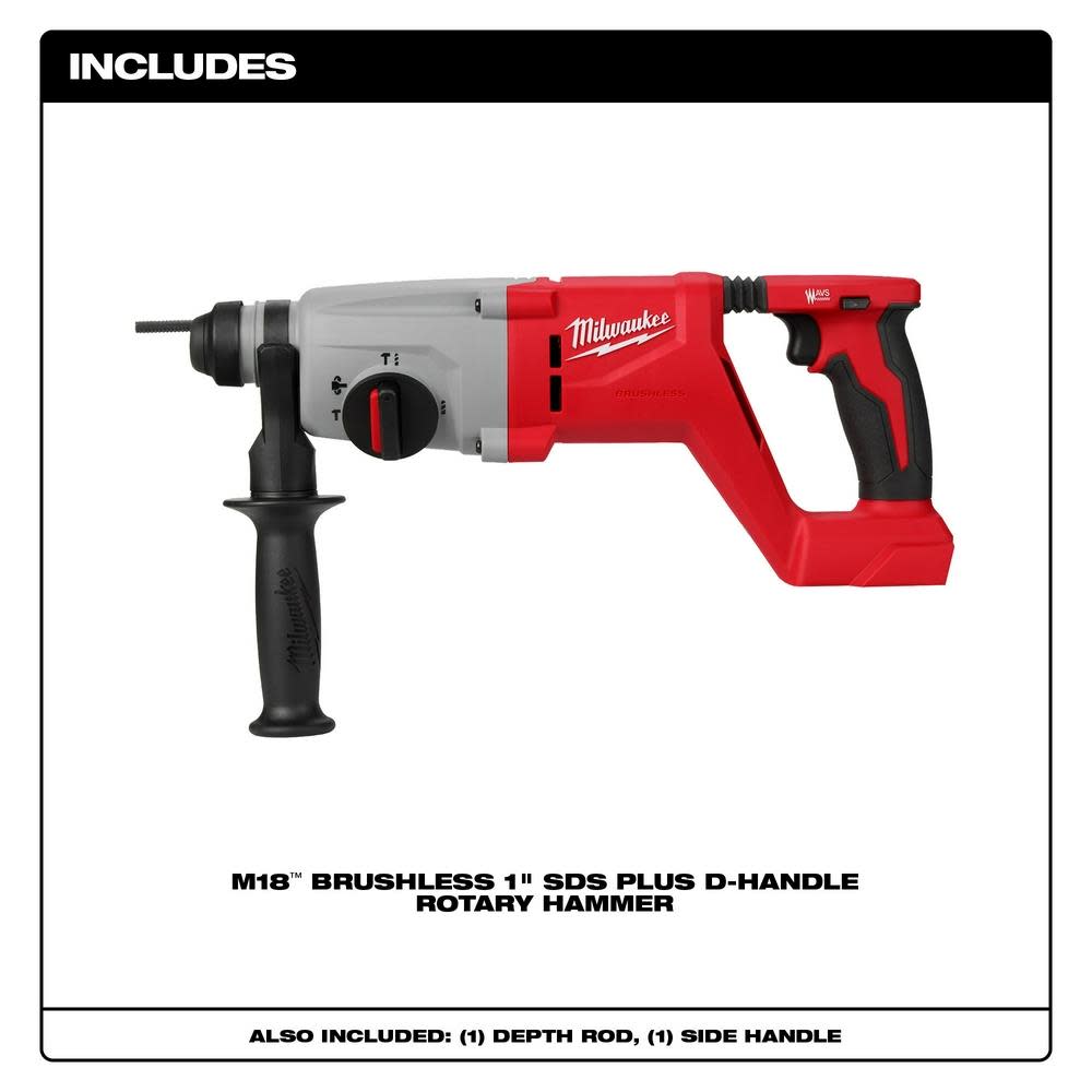 Milwaukee M18 Rotary Hammer 1 SDS Plus D Handle Bare Tool - Flockneti