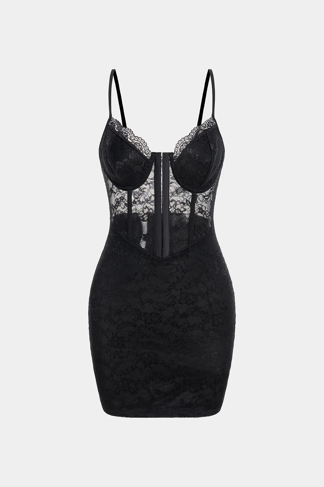 Lace Sheer Corset Sleeveless Midi Dress - Flockneti