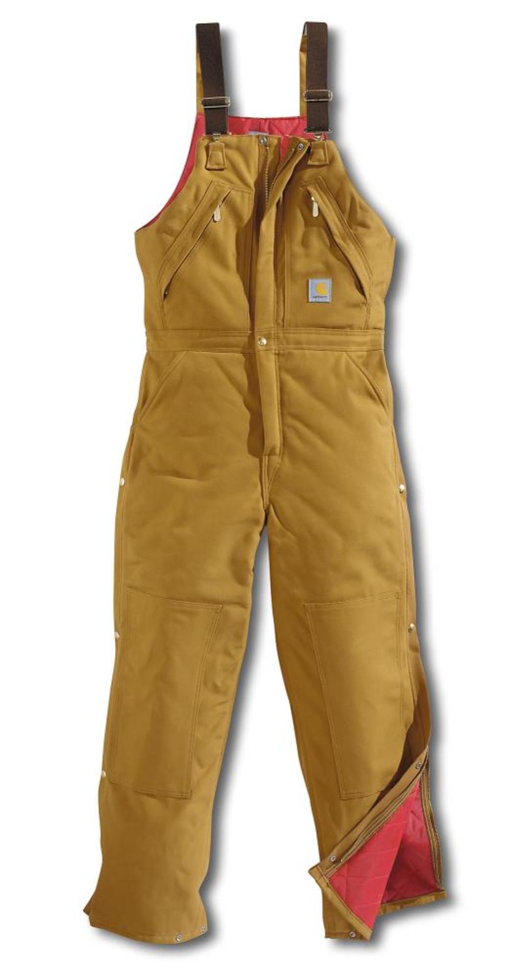 Carhartt Men’s Duck Zip-To-Waist Biberall/ Quilt-Lined Brown 36 x 34 - Flockneti