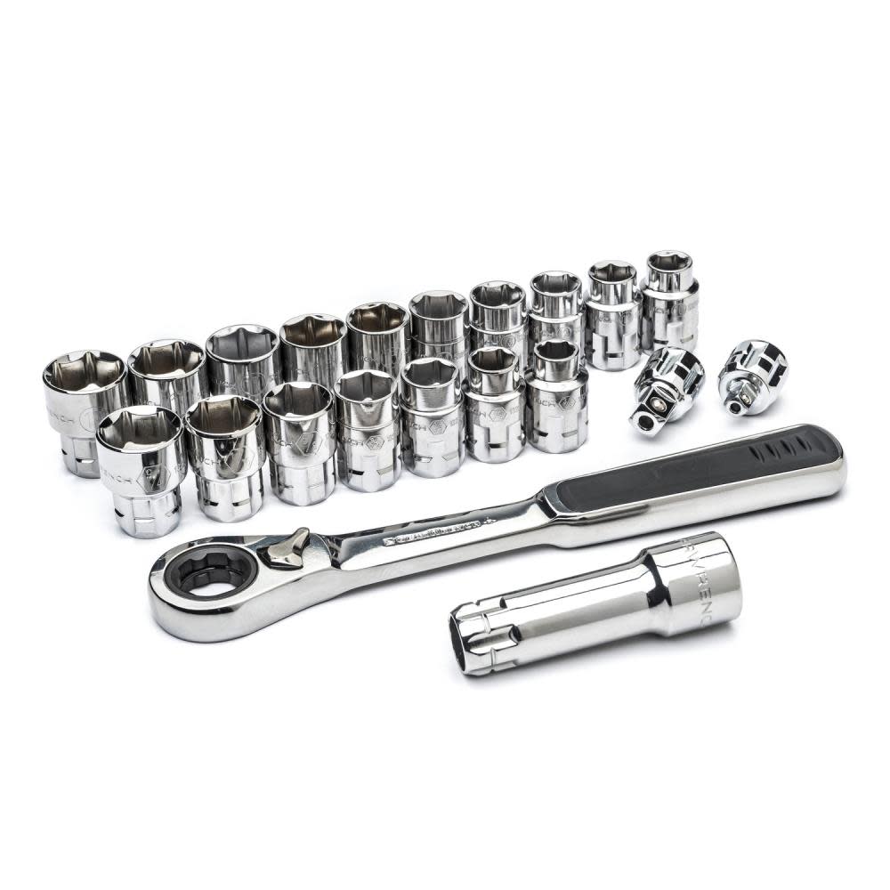 GEARWRENCH 21 Pc 3/8 In. Drive SAE/Metric Pass-Thru GearRatchet Mechanics Tool Set - Flockneti