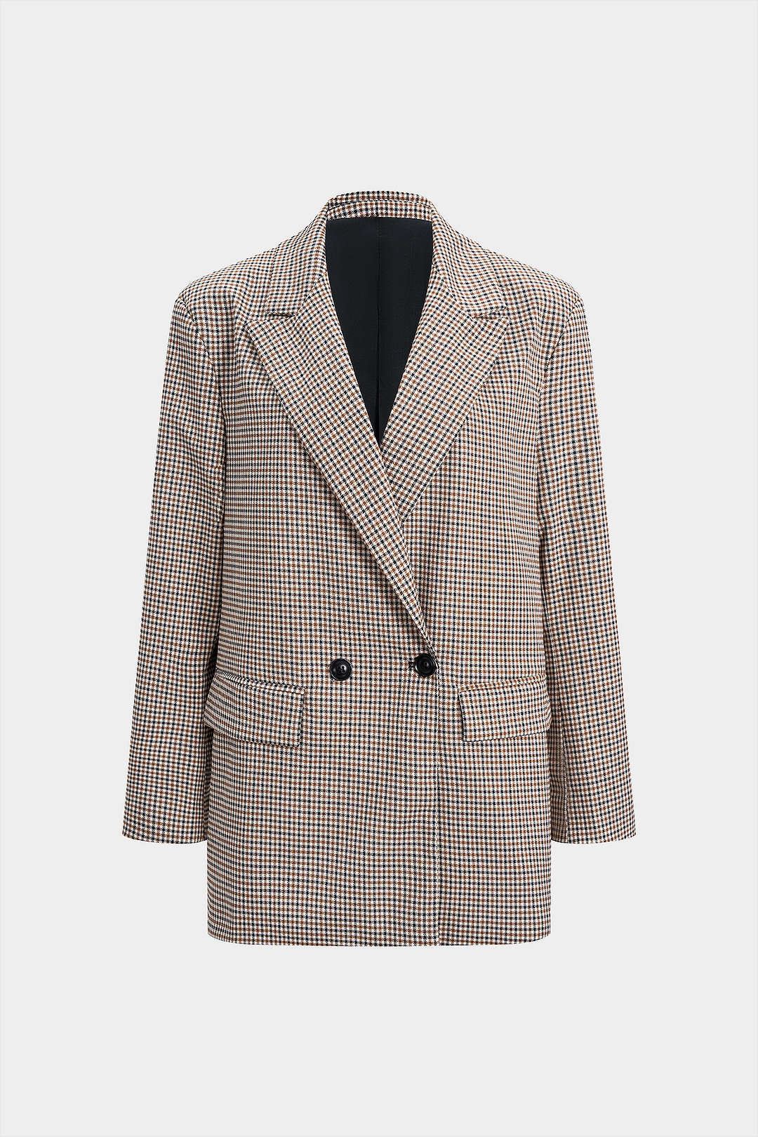 Plaid Contrast Print Button Notched Lapel Blazer - Flockneti