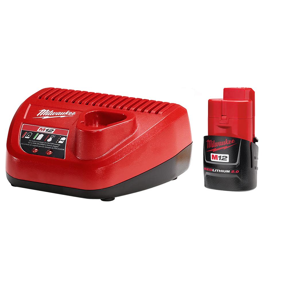 Milwaukee M12 REDLITHIUM 2.0Ah Battery and Charger Starter Kit - Flockneti