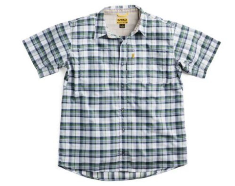 DEWALT Austin Plaid Prostretch Work Shirt Navy/Green Large - Flockneti
