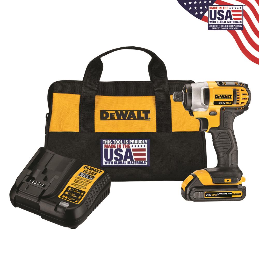 DEWALT 20 V MAX 1/4 In. Impact Driver Kit - Flockneti