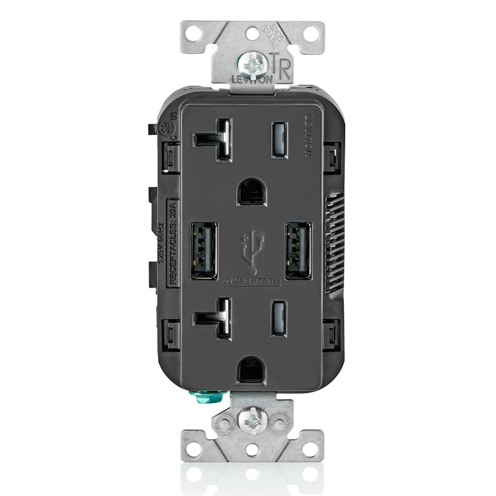 Leviton 20A 125V Black Combination Duplex Receptacle/Outlet - Flockneti