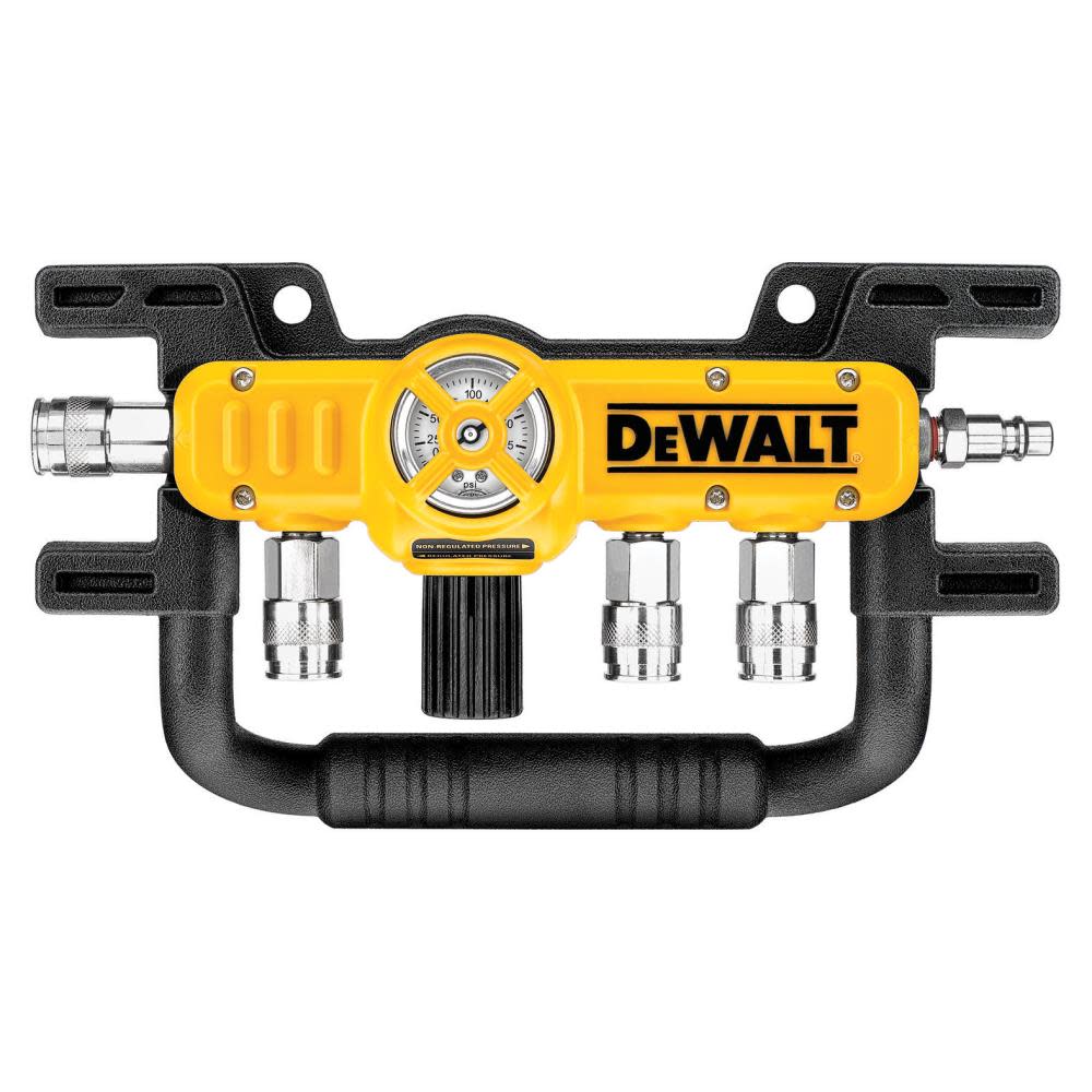 DEWALT Quadraport Air Line Splitter with Regulator & 3/8 In. Couplers - Flockneti