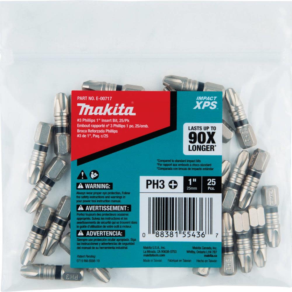 Makita Impact XPS #3 Phillips 1″ Insert Bit 25/pk - Flockneti