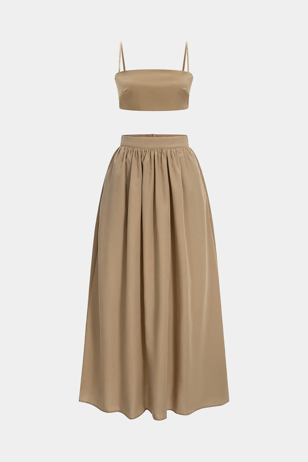 Shirred Cami Top And Ruched Skirt Set - Flockneti