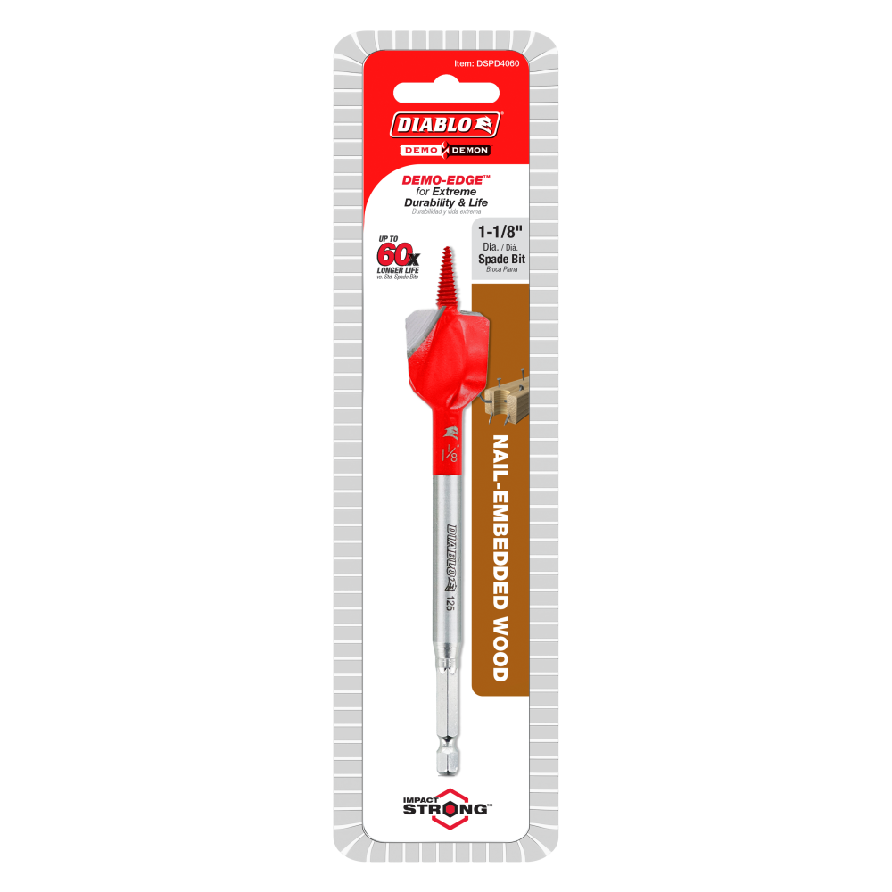 Diablo Tools 1 1/8″x6″ Demo Demon Spade Bit for Nail Embedded Wood - Flockneti
