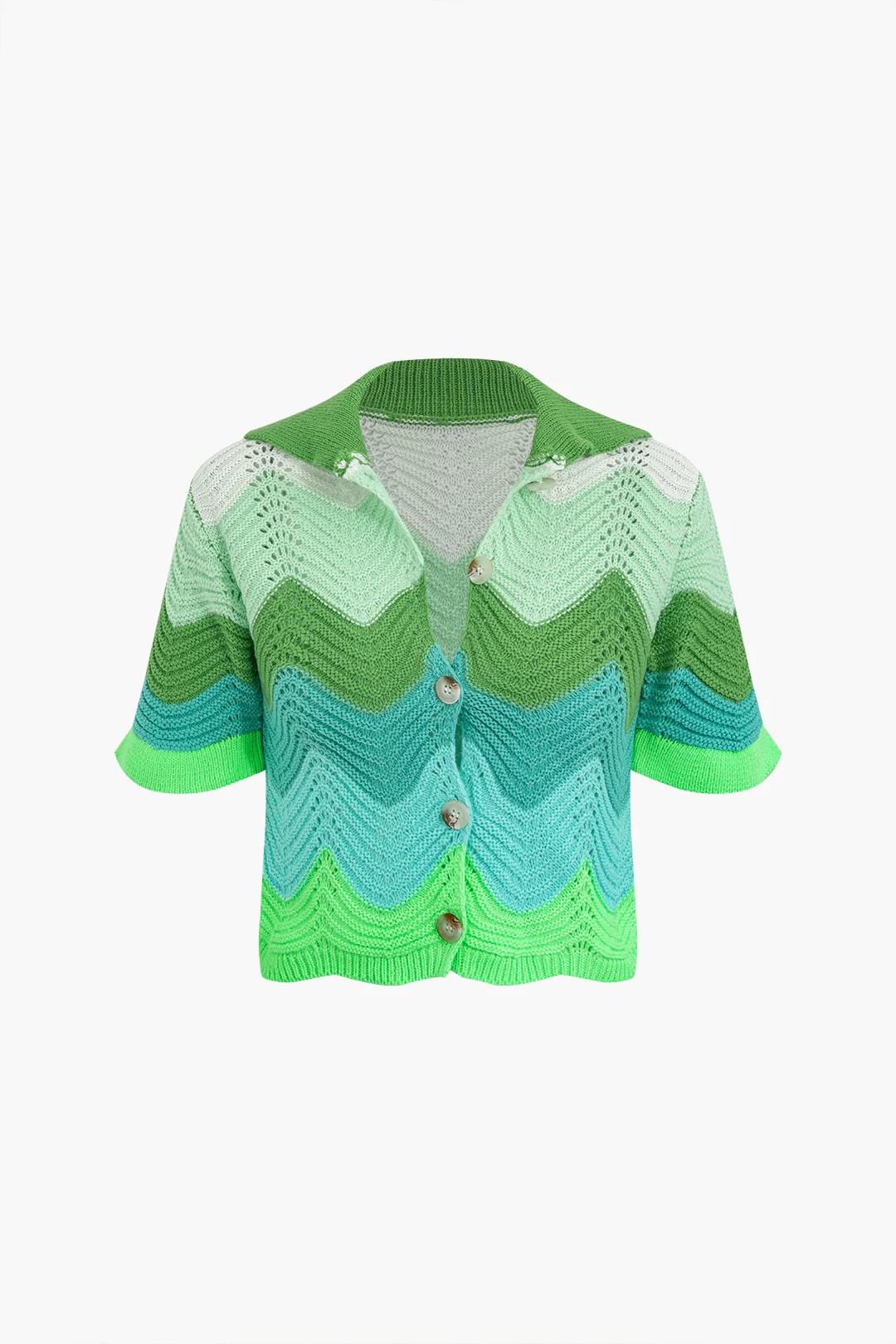 Ombre Print Short Sleeve Top And Tie-Up Shorts Set - Flockneti