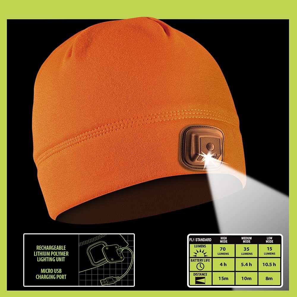 Panther Vision POWERCAP HCL Beanie Blaze Orange LED Rechargeable - Flockneti