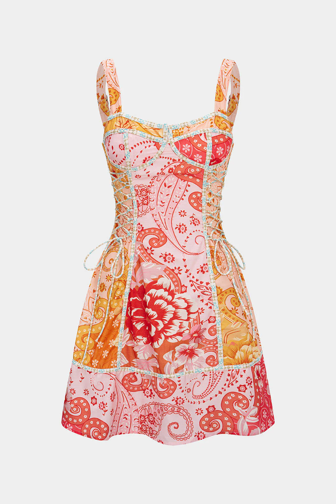 Floral Print Tie-Up Sleeveless Mini Dress - Flockneti