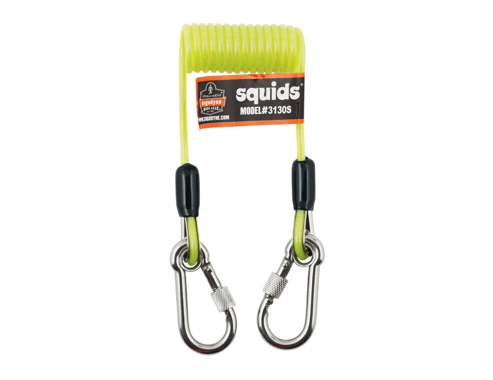 Ergodyne Squids 3130S Lime Coiled Cable Lanyard – 2Lb - Flockneti