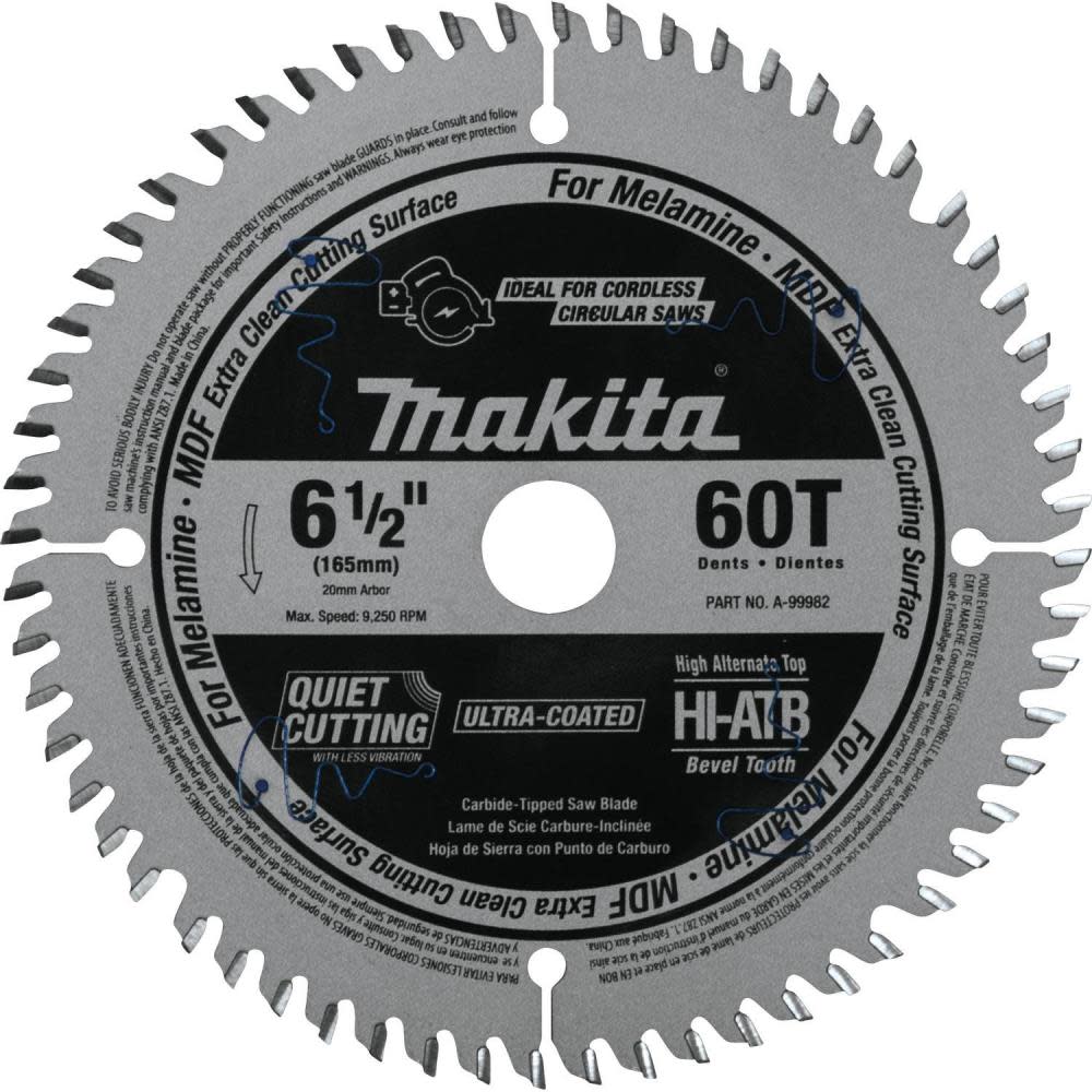 Makita 6-1/2″ 60T (ATB) Carbide-Tipped Cordless Plunge Saw Blade - Flockneti