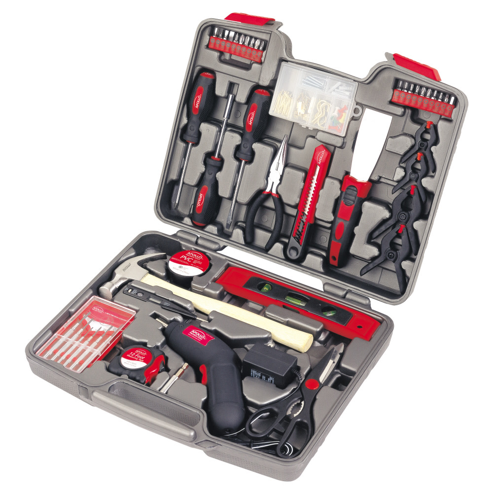Apollo Precision Tools 144 Piece Household Tool Kit with 4.8V Cordless Screwdriver - Flockneti