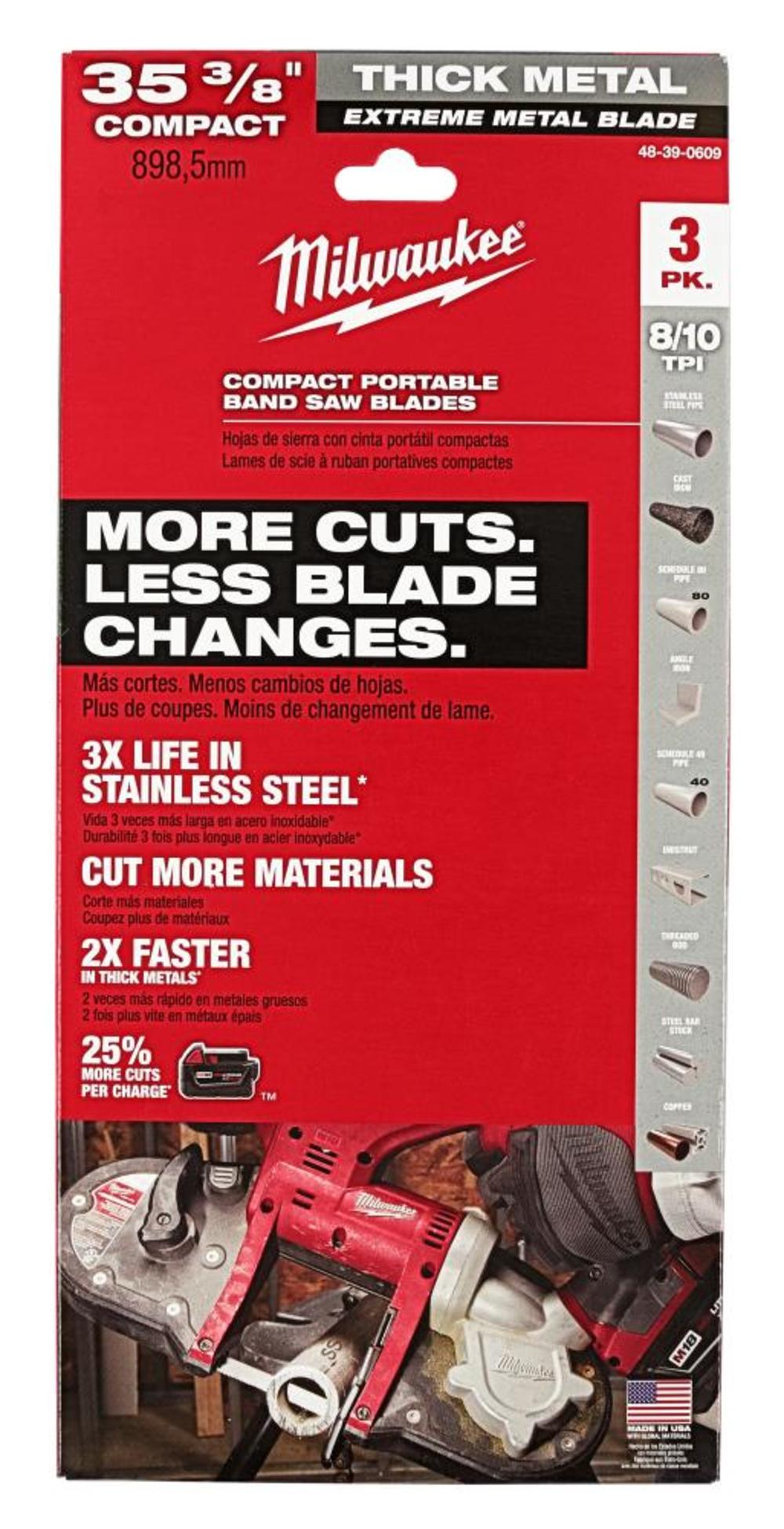 Milwaukee Extreme Thick Metal Band Saw Blades 3PK Compact - Flockneti