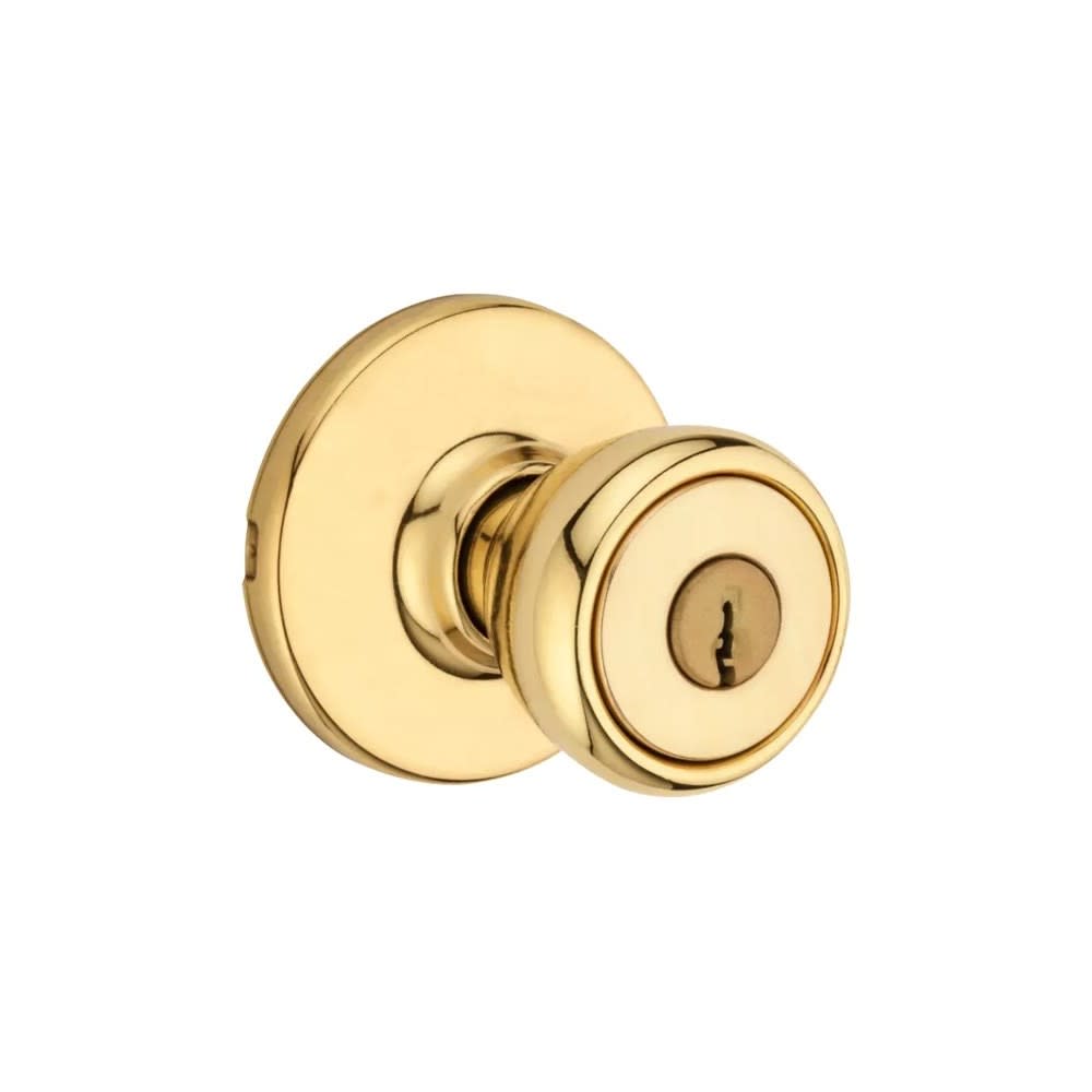 Kwikset Polished Brass Security Keyed Entry Exterior Tylo Lockset Knob - Flockneti
