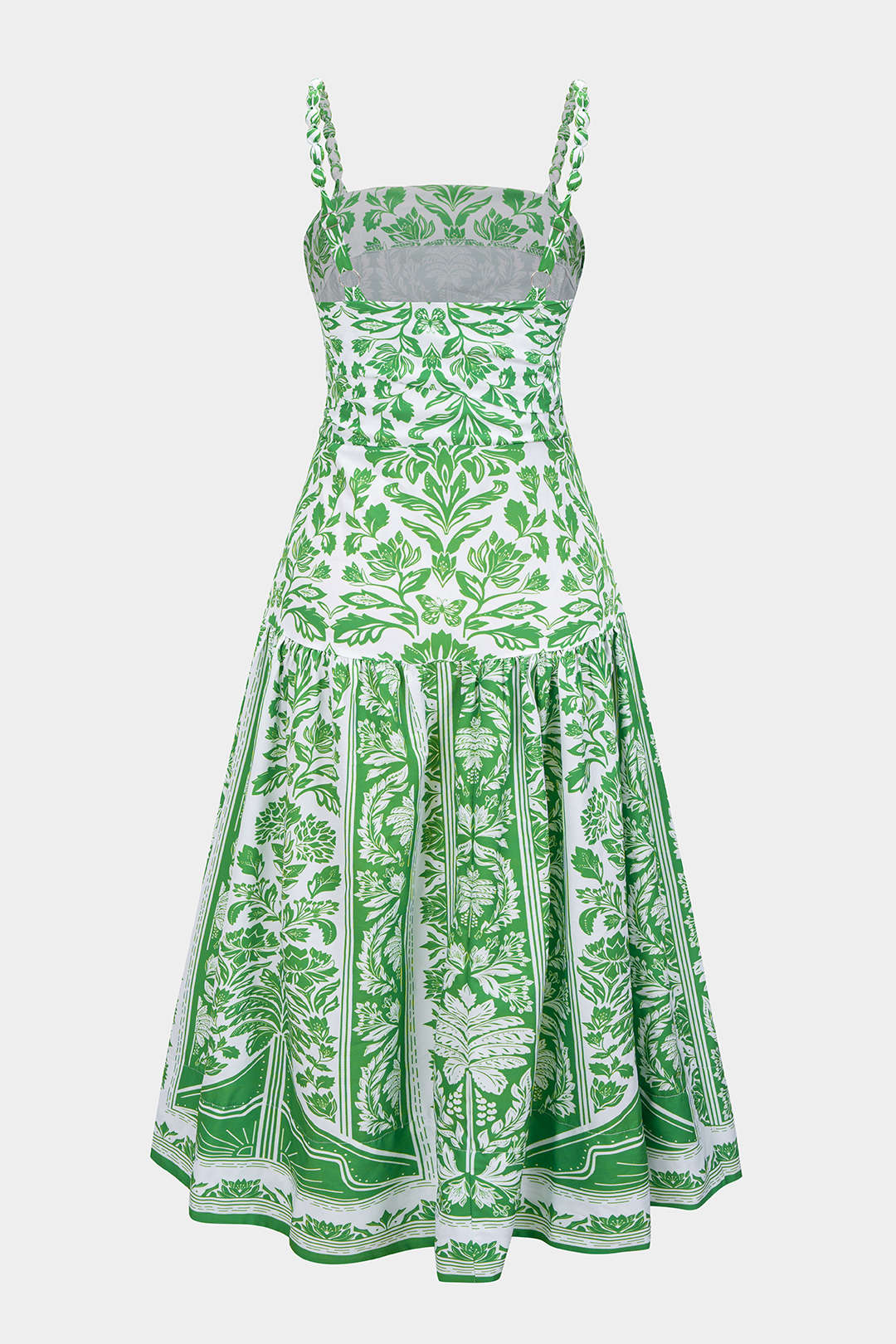 Leaves Print Ruched Sleeveless Maxi Dress - Flockneti